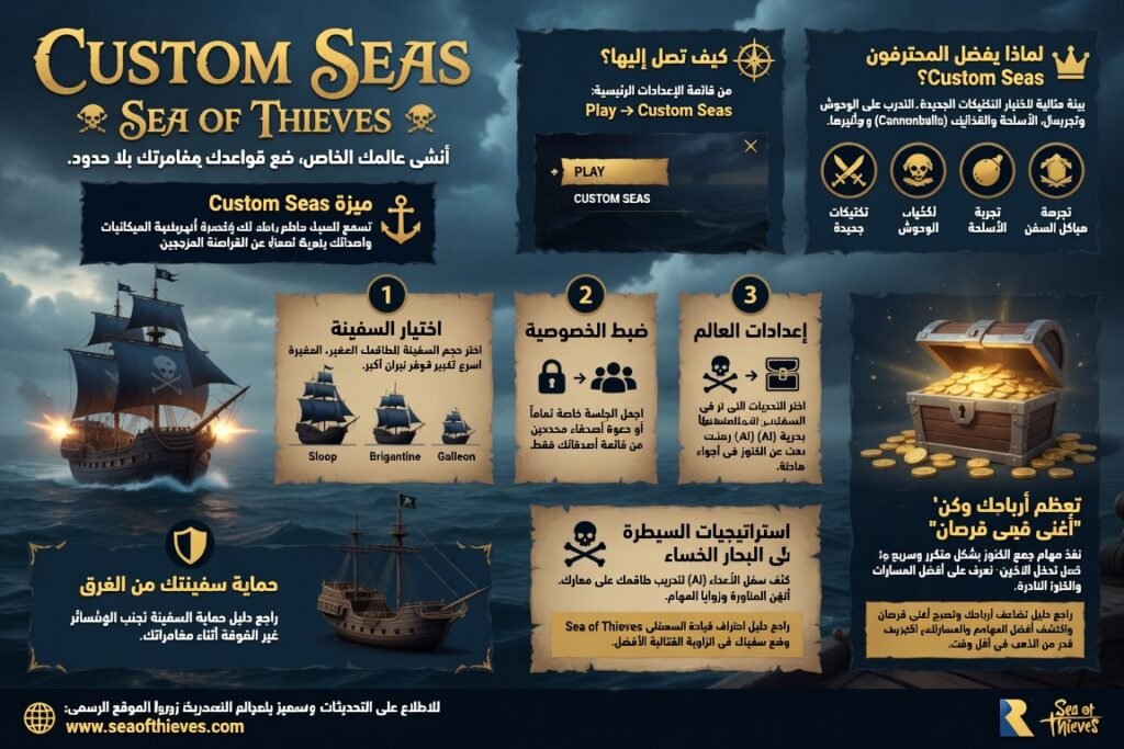 شرح إعدادات Custom Seas في Sea of Thieves لتخصيص عالمك الخاص