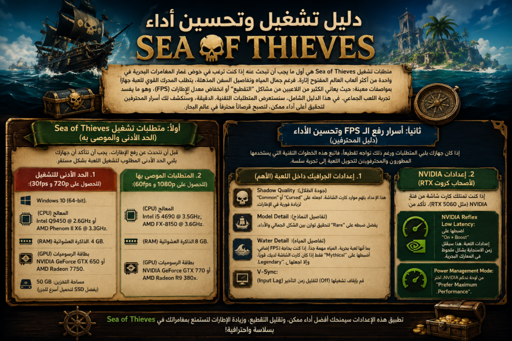 متطلبات تشغيل Sea of Thieves وأسرار رفع الـ FPS