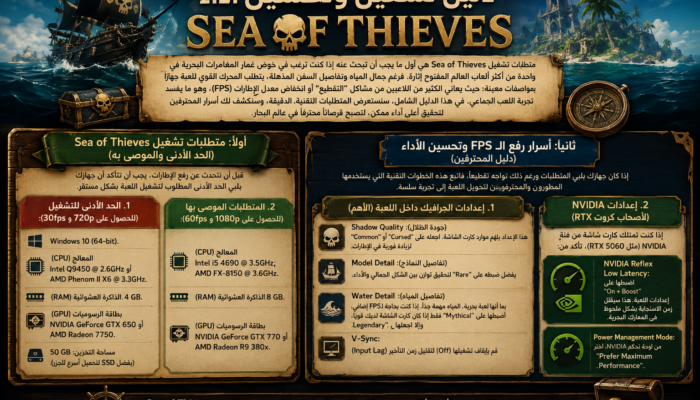 متطلبات تشغيل Sea of Thieves وأسرار رفع الـ FPS