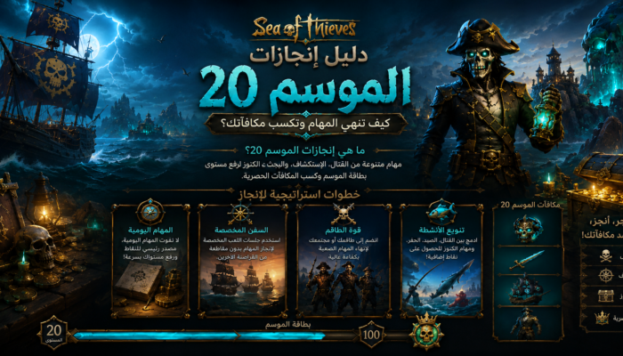 دليل إنجازات الموسم 20 في Sea of Thieves: كيف تنهي المهام وتكسب مكافآتك؟